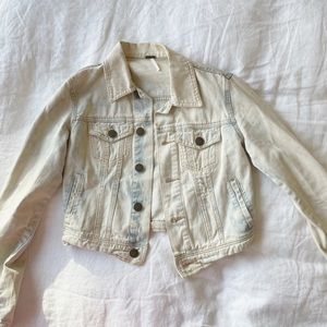 Free People Acid Wash Cropped Jean Jacket
